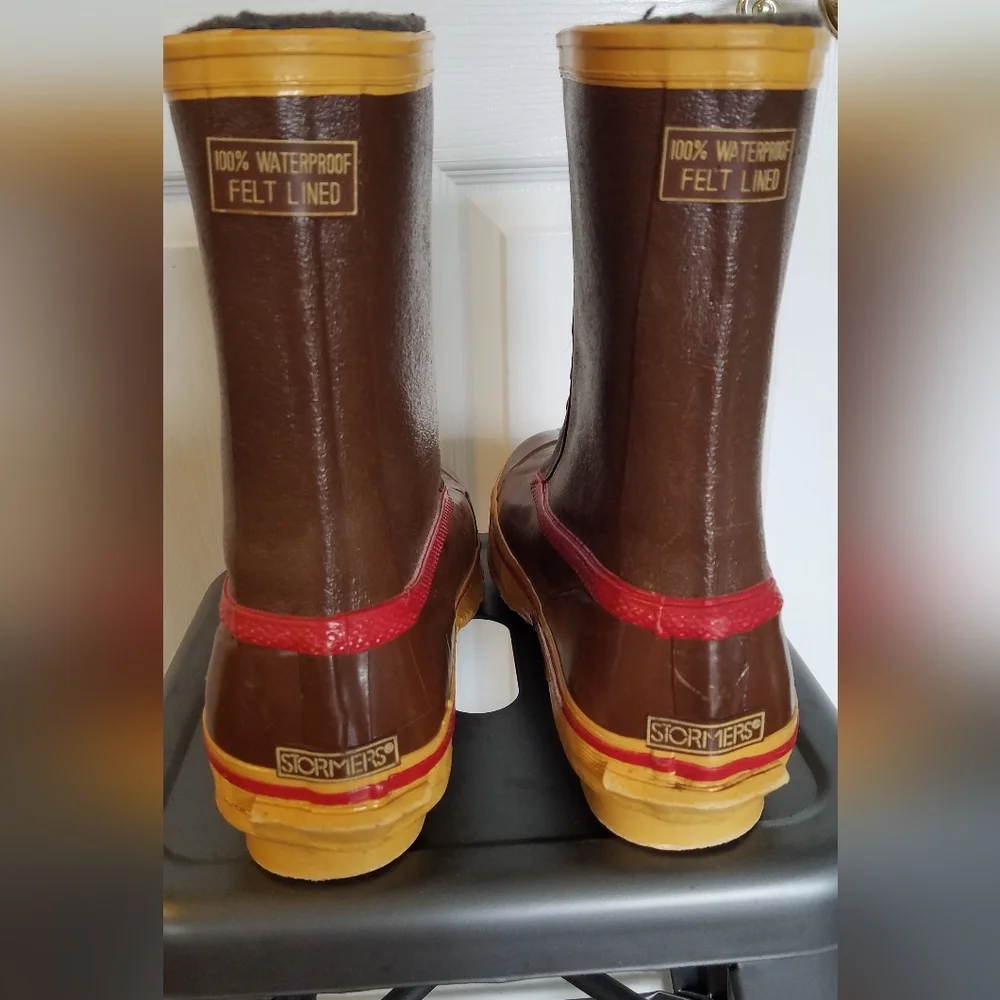 Stormers Steel Shank Men's Boots Weatherproof Felt Liner Size 8 Brown Red Trim